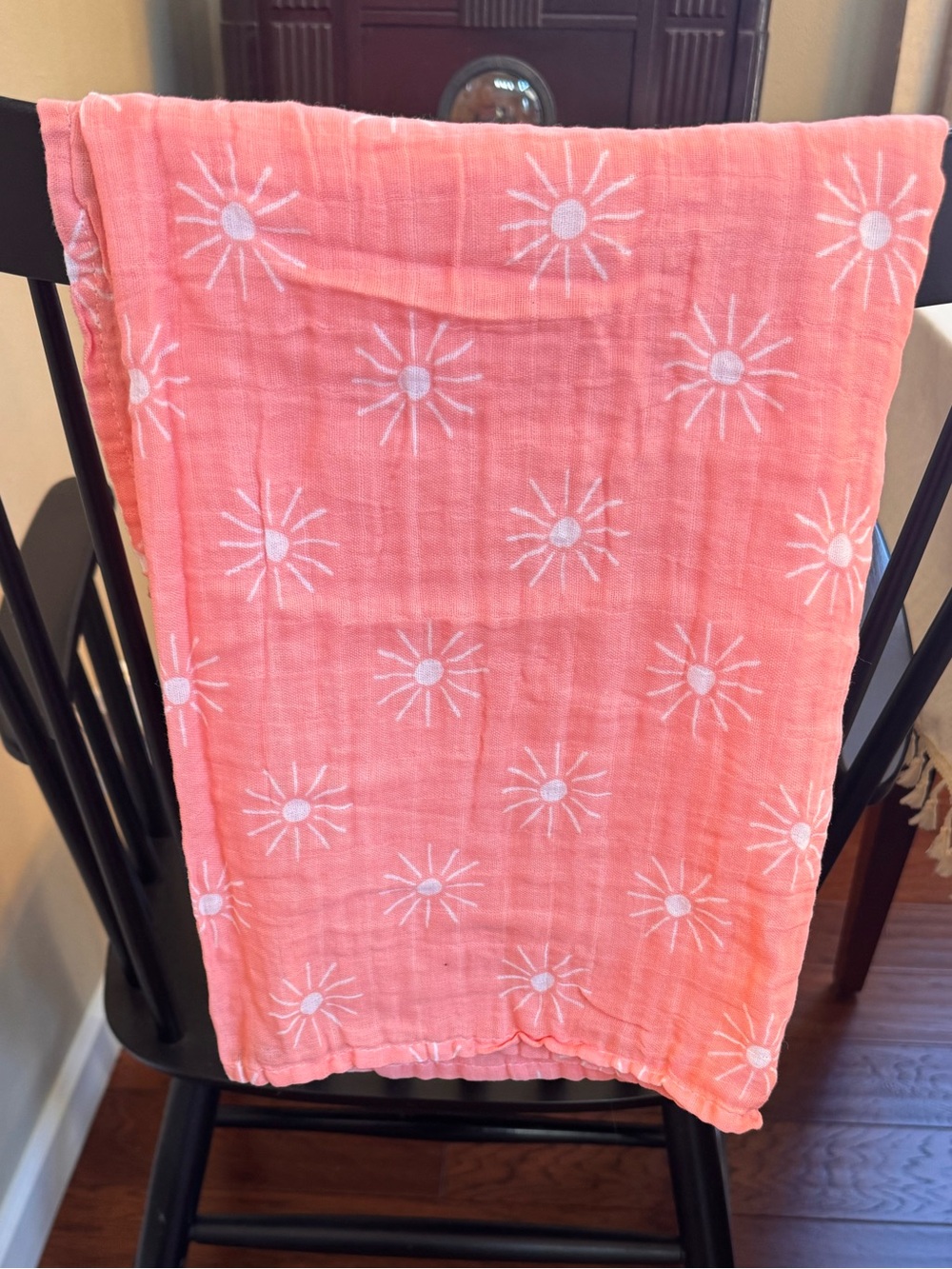 Coral Pink Sunburst Muslin Throw